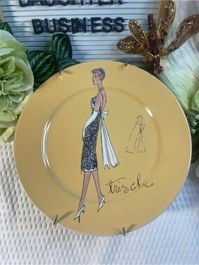 Rosanna Tres Chic Fashion Lady Salad Dessert Plate 8” Yellow Decorative Plate